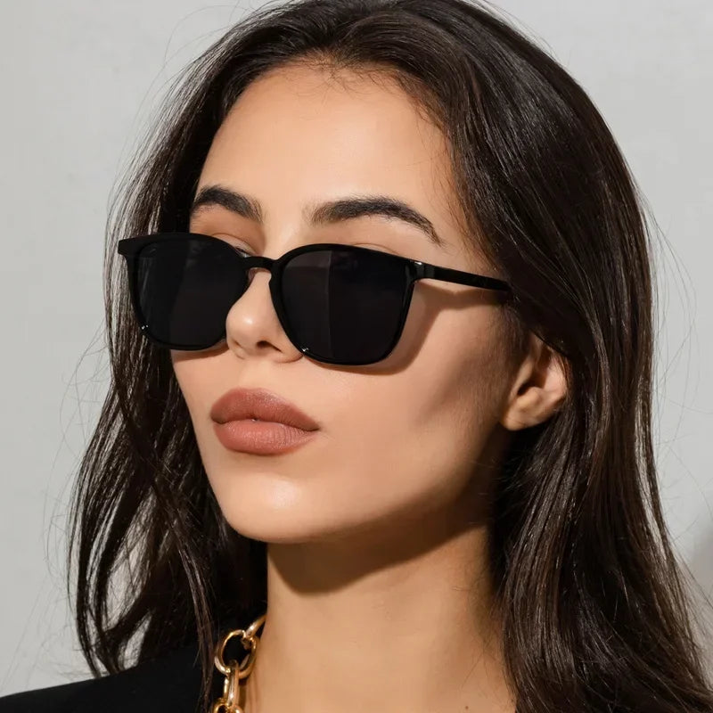2025 Fashion Square Sunglasses Woman Retro Brand Designer Shades Sun Glasses Female Black Vintage Cat Eye Driving Oculos De Sol