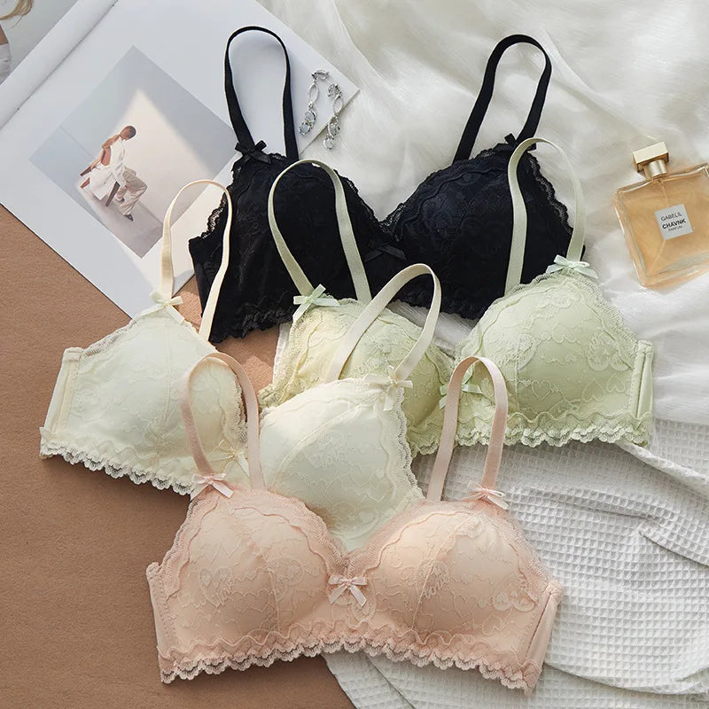 Women Bra Sexy Lace Bralette Floral Wireless Bra Female Underwear A B Cup Lingerie Soft Solid Color Fashion Brassiere