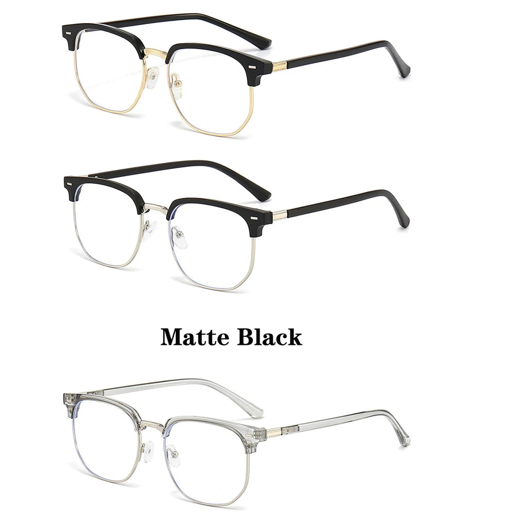 Fashion unisex square Plain glasses for men women Metal frame glasses polygon eyeglasses Gentle Black anti blue light glasses