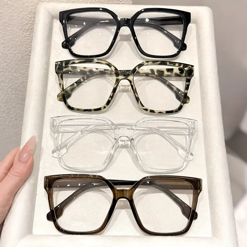 1Pc/2Pcs/3Pcs/4Pcs Elegant, Simple and Stylish Geometric Glasses with Transparent Lenses, Suitable for Daily Office Reading