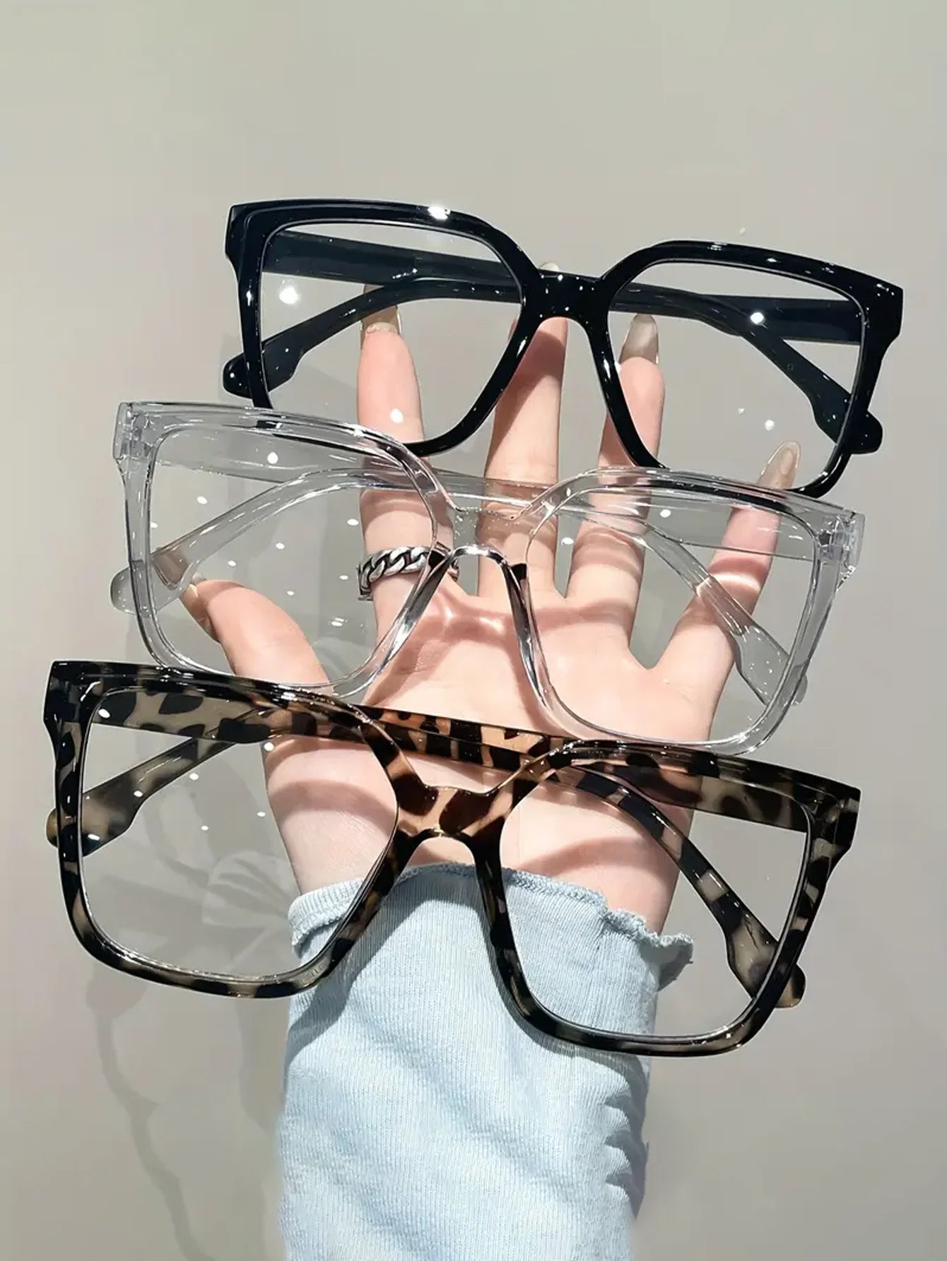 1Pc/2Pcs/3Pcs/4Pcs Elegant, Simple and Stylish Geometric Glasses with Transparent Lenses, Suitable for Daily Office Reading