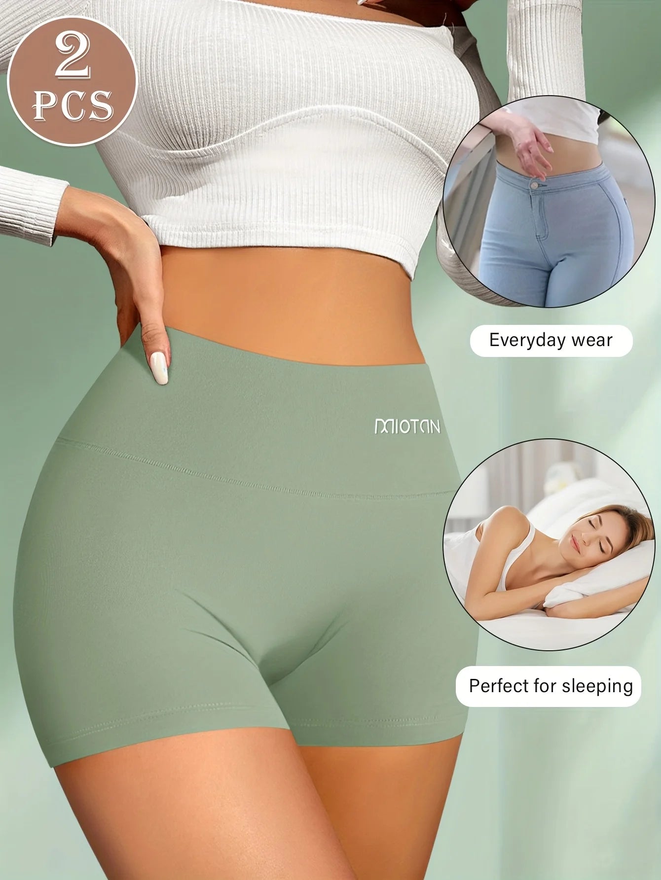 2pcs Women'S Modal Boxer Briefs - Soft, Breathable, and Comfortable Underwear in Heather Gray or Mint Green, High Elasticity