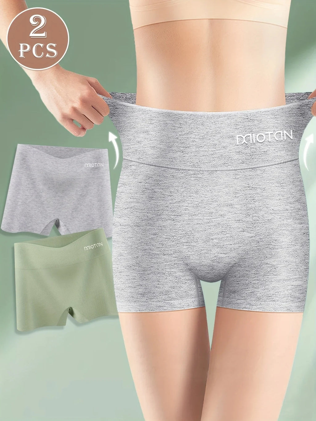 2pcs Women'S Modal Boxer Briefs - Soft, Breathable, and Comfortable Underwear in Heather Gray or Mint Green, High Elasticity