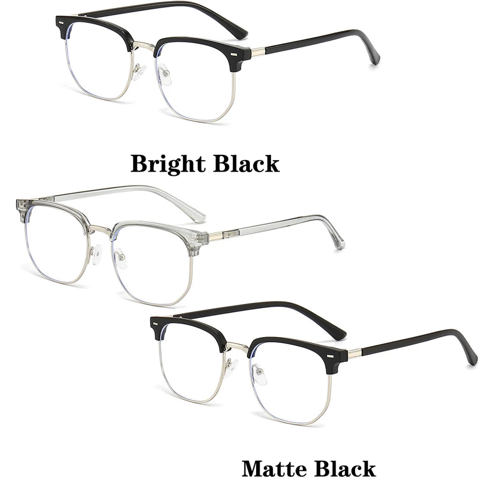 Fashion unisex square Plain glasses for men women Metal frame glasses polygon eyeglasses Gentle Black anti blue light glasses