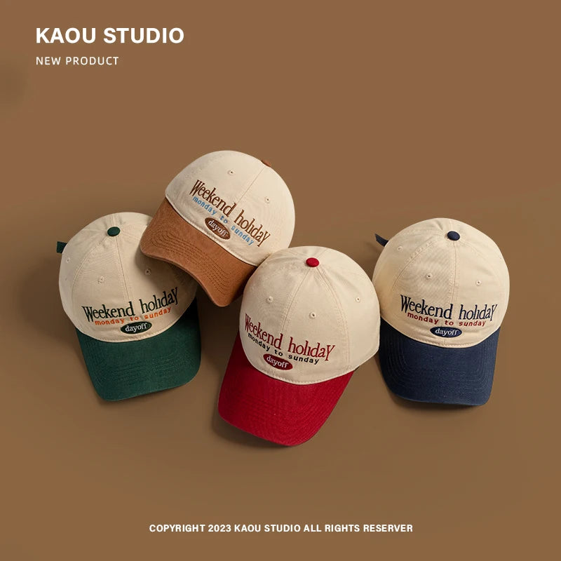 Baseball Cap  Contrast Color Fashion Children's Peaked Cap Korean Style Trendy Men and Women Big Head Circumference Couple Hat