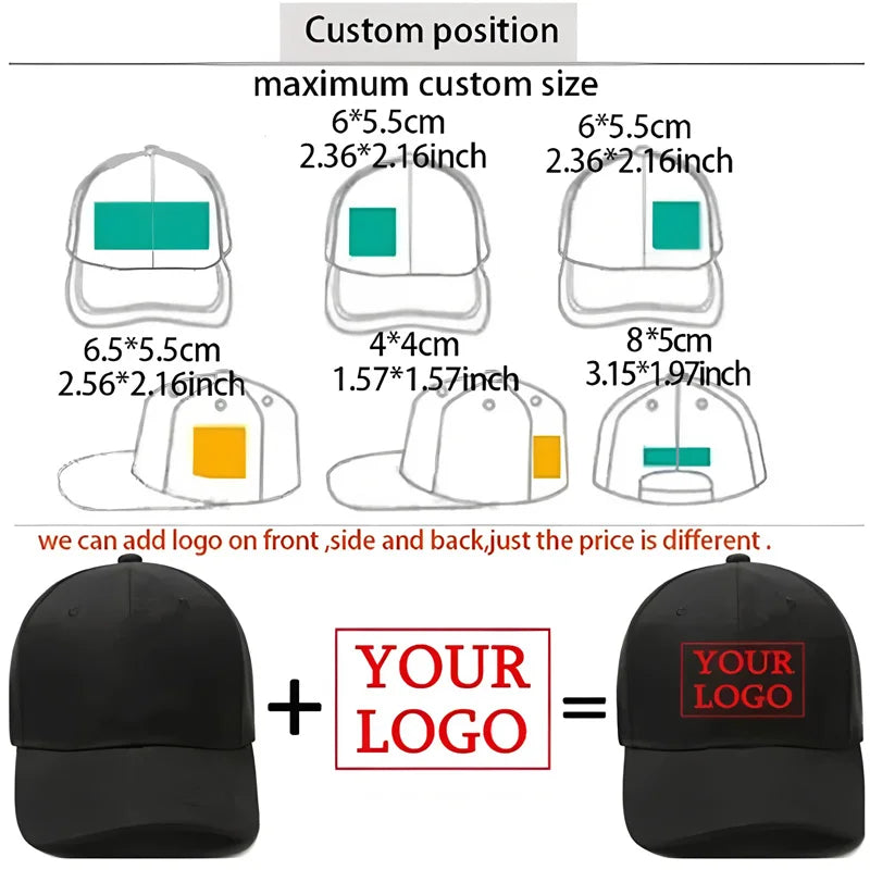 Custom DIY Baseball Caps For Men Woman Hat Custom Logo pattern Men's cap Print Text Design Trucker velcro Hat designer cap men
